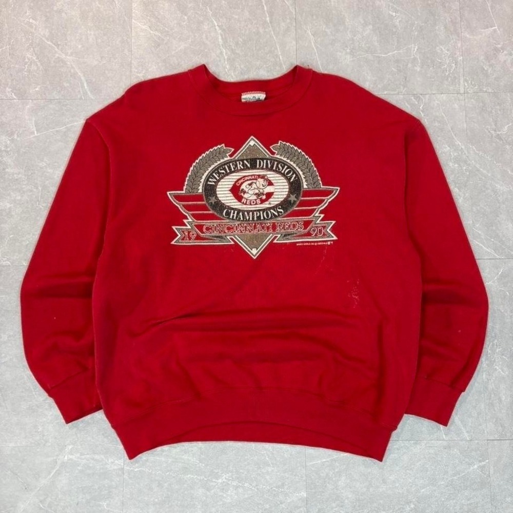 1990 Cincinnati Reds red crewneck sweatshirt Size L #MLB